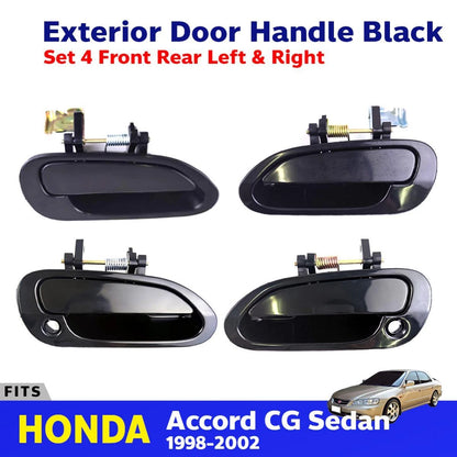 Exterior Outer Door Handle BlacK Set 4 Fits Honda Accord CG 4D Sedan 1998-02 D06