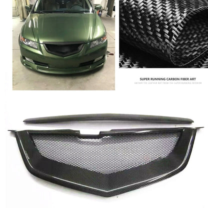 2 x Front Bumper Grille Mesh for Acura TL (2004-2006) Black Carbon Fiber