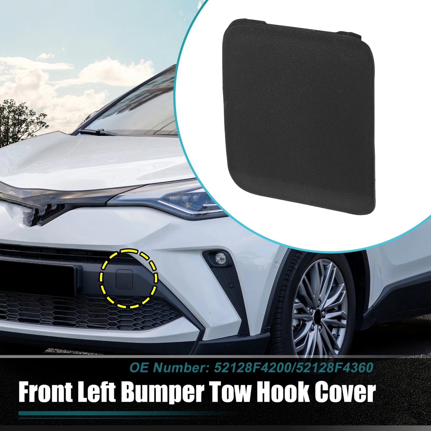 Front Left Bumper Tow Hook Cover for Toyota CHR (2021-2022) Black