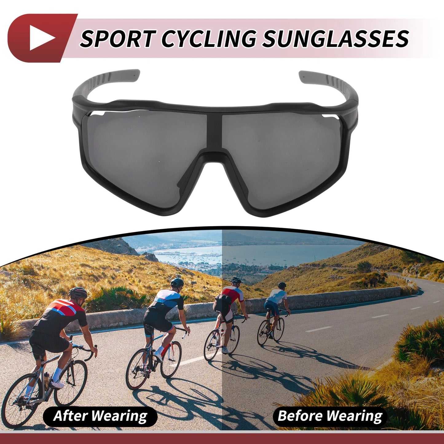 Set Motorcycle Goggles Black Lens Gray Frame Tri-Acetyl Cellulos for Motorcycle