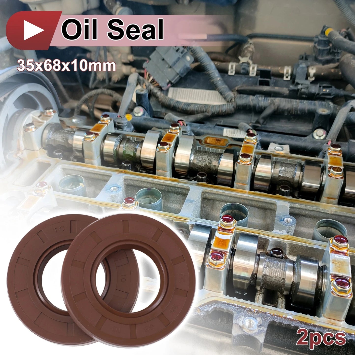Oil Seal 35x68x10mm Brown Rotary Shaft Seal FKM Rubber 2 x