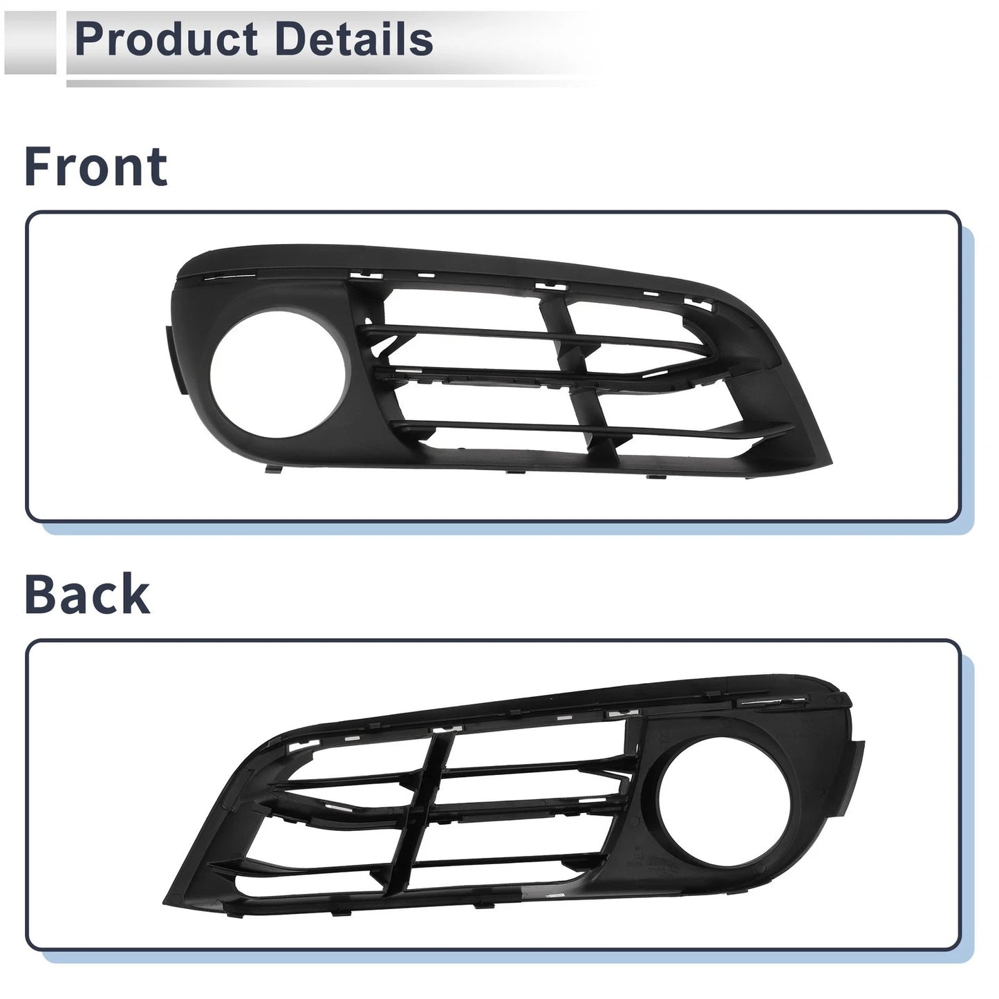 Front Right Fog Light Grill for BMW 528i 2014-2016 (1 Pc, Black)