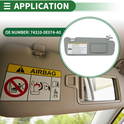 Right Car Sun Visor for Toyota Highlander 2014-2016, 2019 (No.74310-0E074-A0)