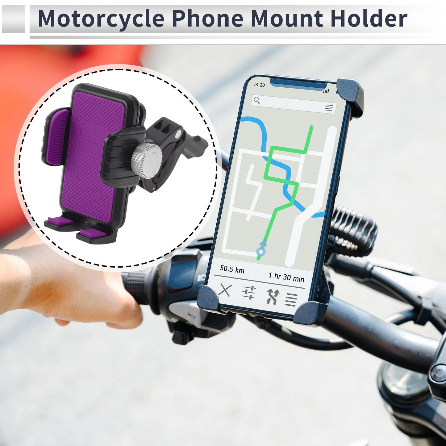 Motorcycle Phone Mount Holder 4.7-7.2" Handlebar Mount for Motorcycle
