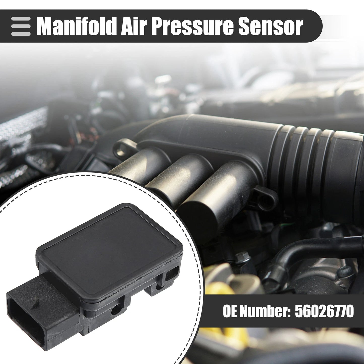 MAP Manifold Air Pressure Sensor for Dodge B150 (1992-1994) Black