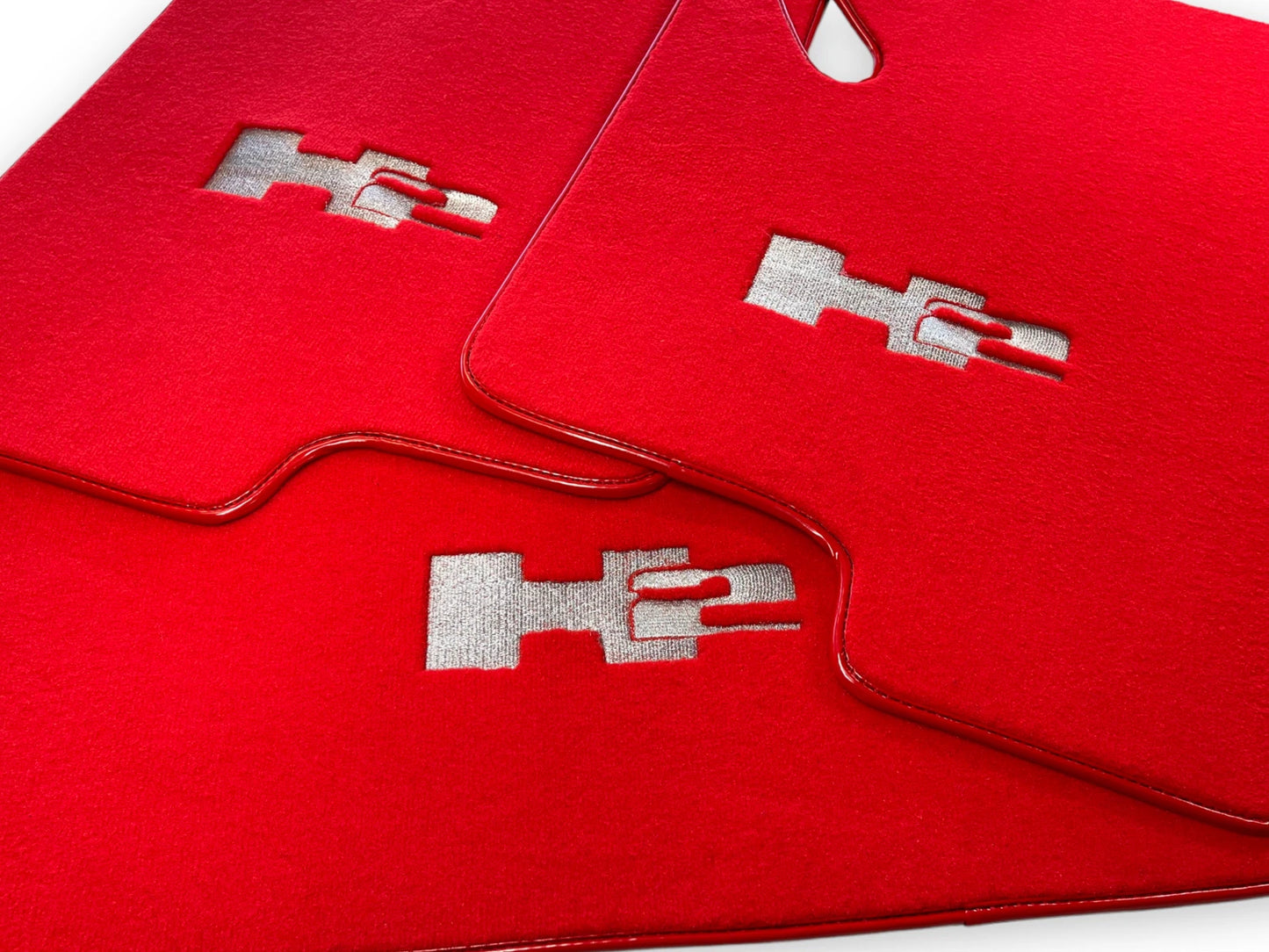 Tailored Red Floor Mats for Hummer H2 with H2 Emblem (2003-2009)