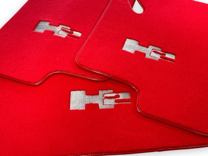 Tailored Red Floor Mats for Hummer H2 with H2 Emblem (2003-2009)