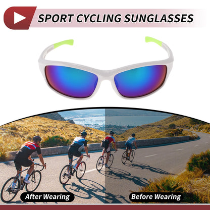 1 Pc Motorcycle Riding Goggles Green Lens White Frame for PC Cycling Sunglasses