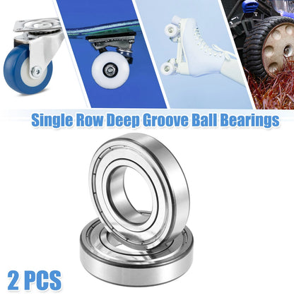 2 x 6208ZZ 40x80x18mm Car Single Row Deep Groove Ball Bearings Silver Tone