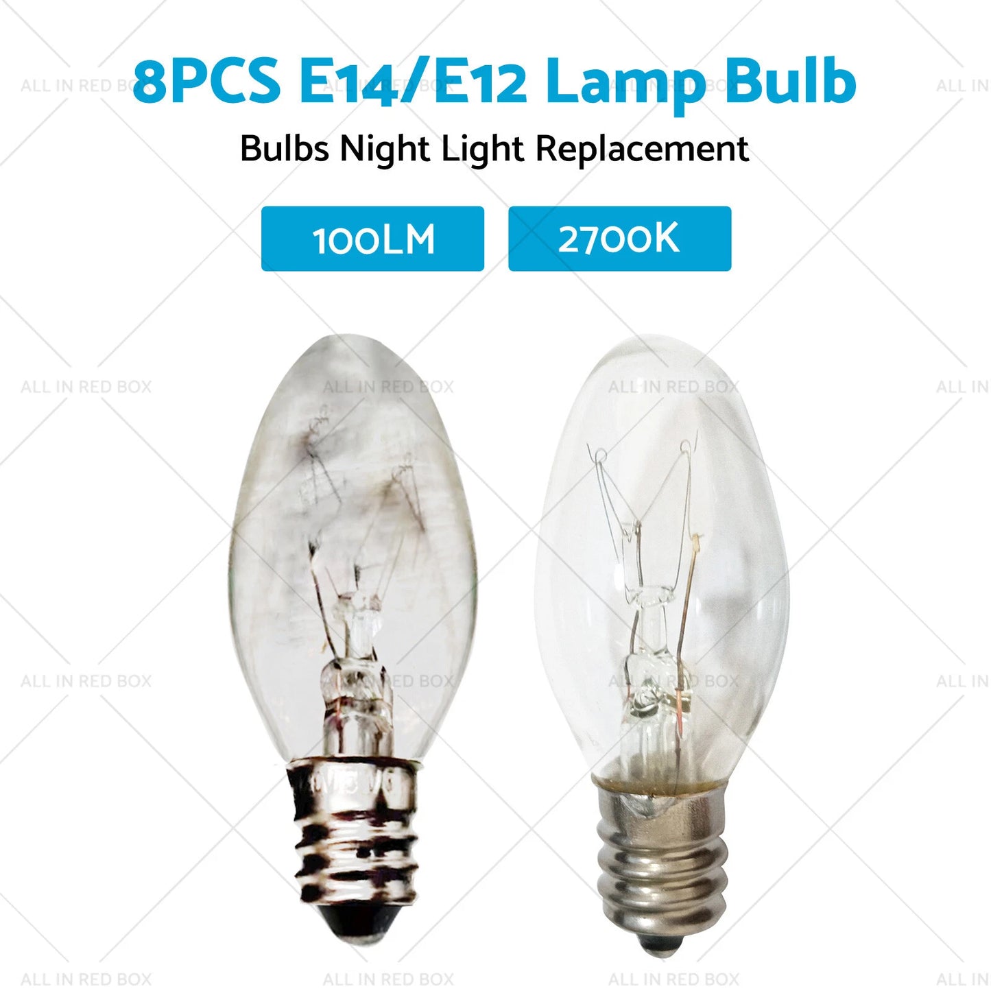 8 x 7W/10W E12/E14 Clear Night Light Bulbs for Home (240V)