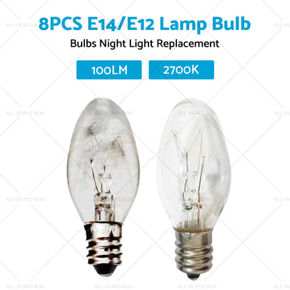 8 x 7W/10W E12/E14 Clear Night Light Bulbs for Home (240V)