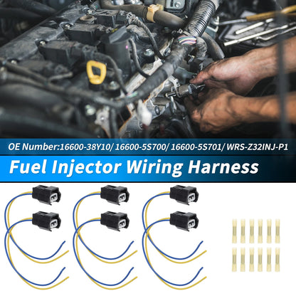 6Pcs Fuel Injector Wiring Harness for Nissan (2000-2006)