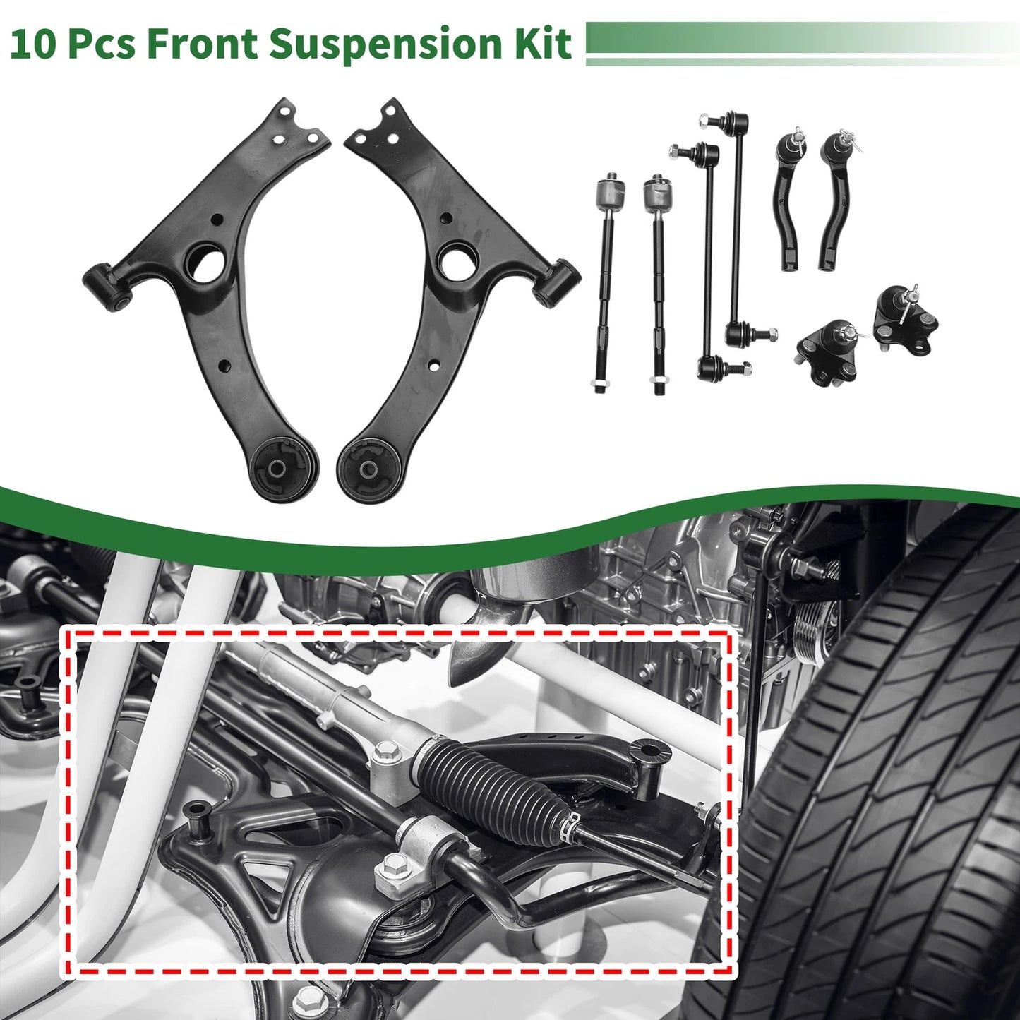 10 Pcs Front Lower Control Arms for Toyota Corolla (2003-2008)