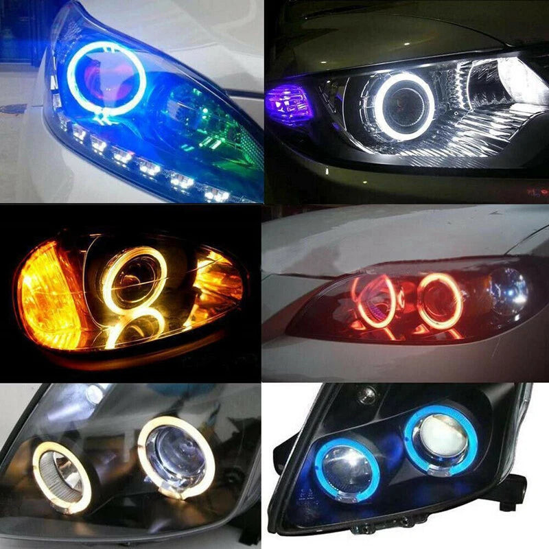 80mm White DRL COB LED Angel Eyes Halo Ring Fog Headlight Lamps