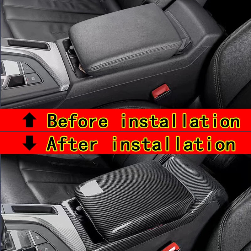 2 x ABS Carbon Fiber Console Armrest Cover&Frame for Audi A4 B9 A5 (2017–2021)