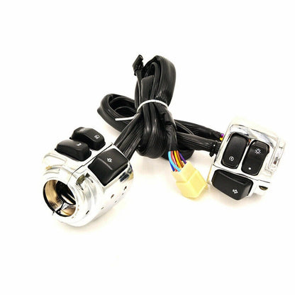 1" Chrome Handlebar Switch + Wiring Harness for Harley Sportster