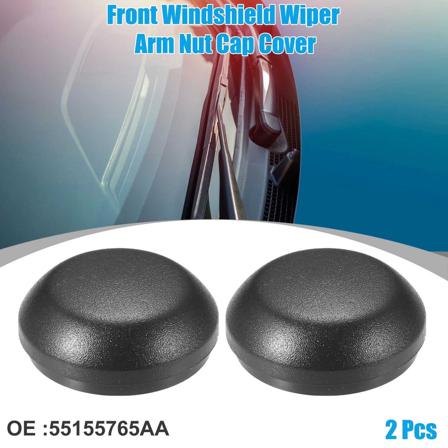 2 x Front Windshield Wiper Arm Nut Covers for Jeep Compass (2017-2022)