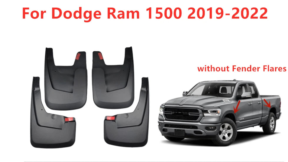 4Pcs Splash Guards Mud Flaps for Dodge Ram 1500 (2019–2022)