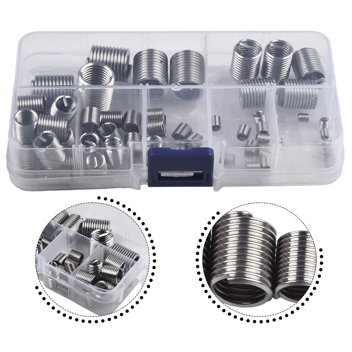 60Pcs Metric Thread Repair Insert Kit M3-M12 Helicoil for Car Pro Coil Kits