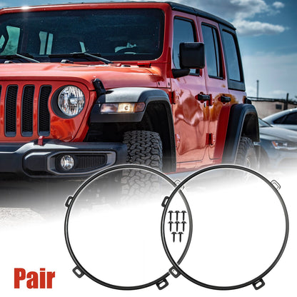 7" Headlight Mounting Bracket Bezels Cover for Jeep