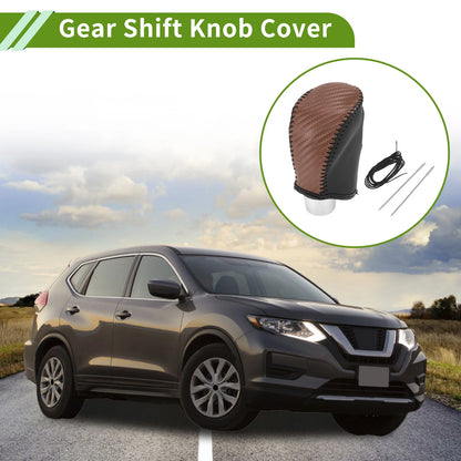 Brown Carbon Fiber Gear Shift Knob Cover for Nissan Rogue (2017-2020)