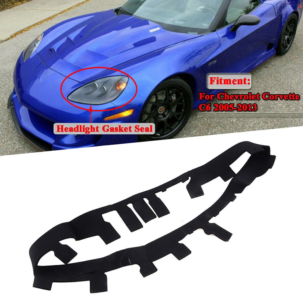 Headlight Lens Trim Gaskets for Corvette C6 2005-2013 (2 x Gaskets)