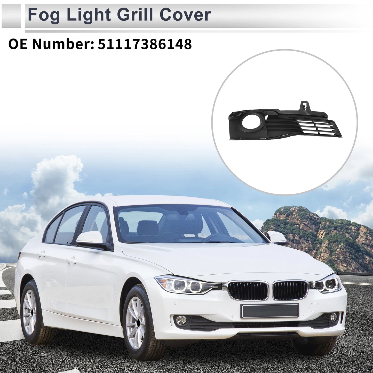 Front Right Fog Light Grill for BMW 3 Series (2015-2019)