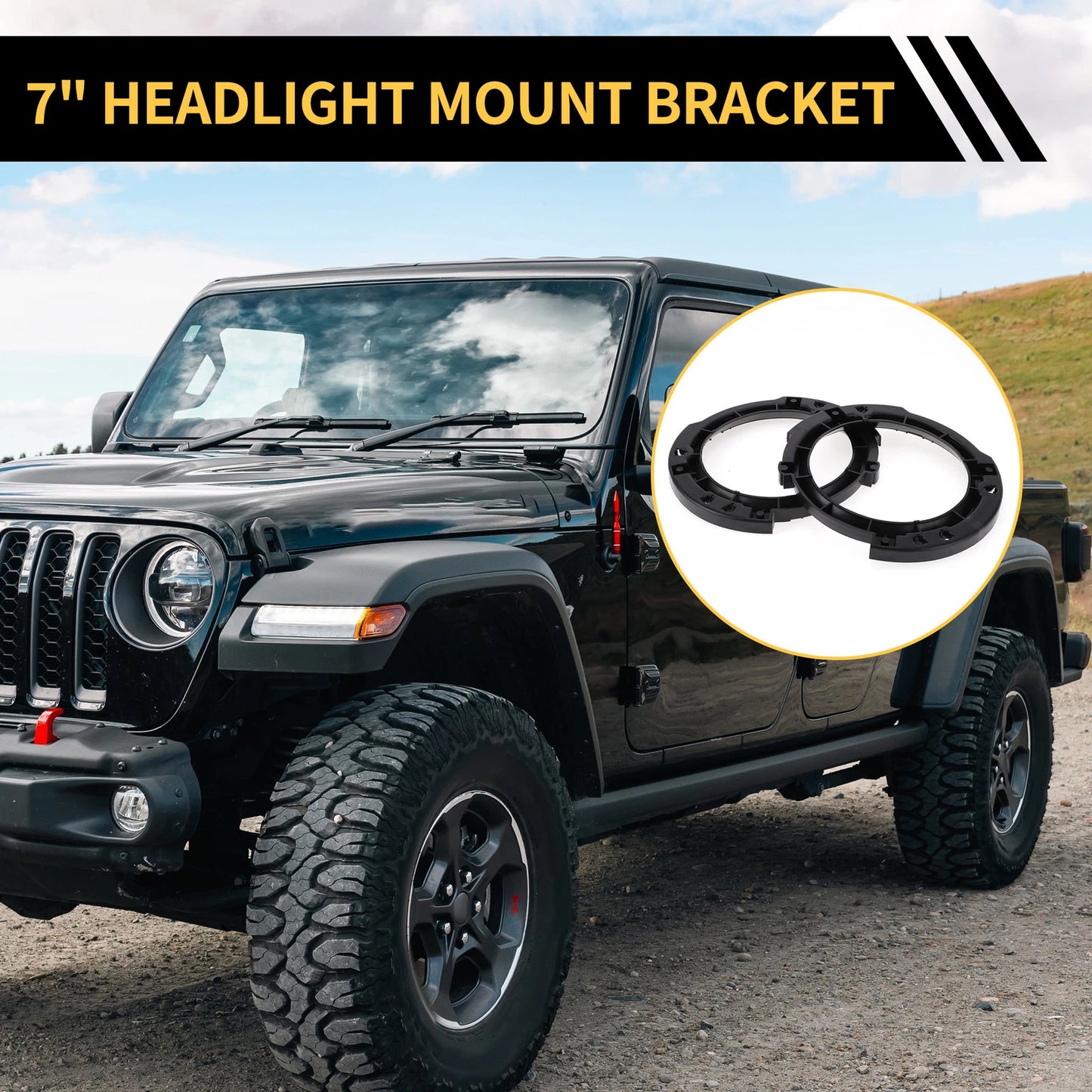 7 Inch Round Headlight Mount Bracket for Jeep Wrangler JK (2007-2017)
