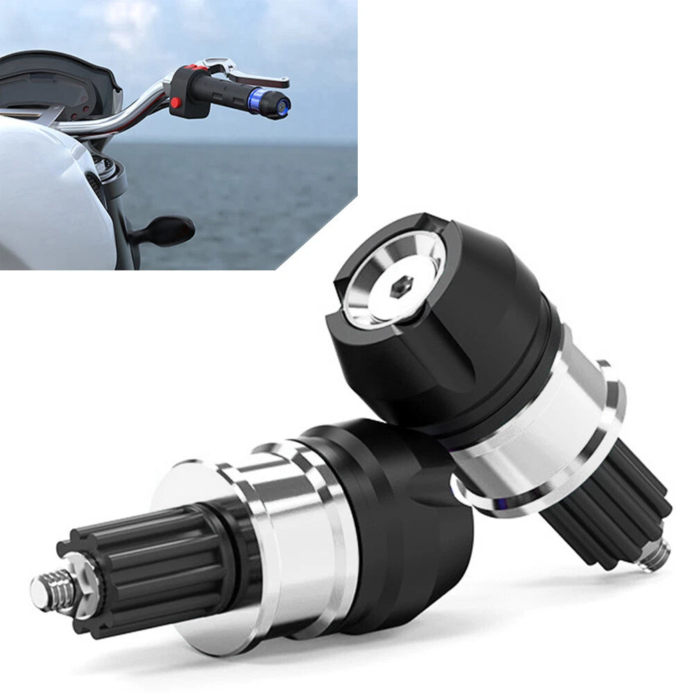 CNC Aluminum Handlebar Grips Bar End Cap Plugs for Motorcycle ATVs Silver