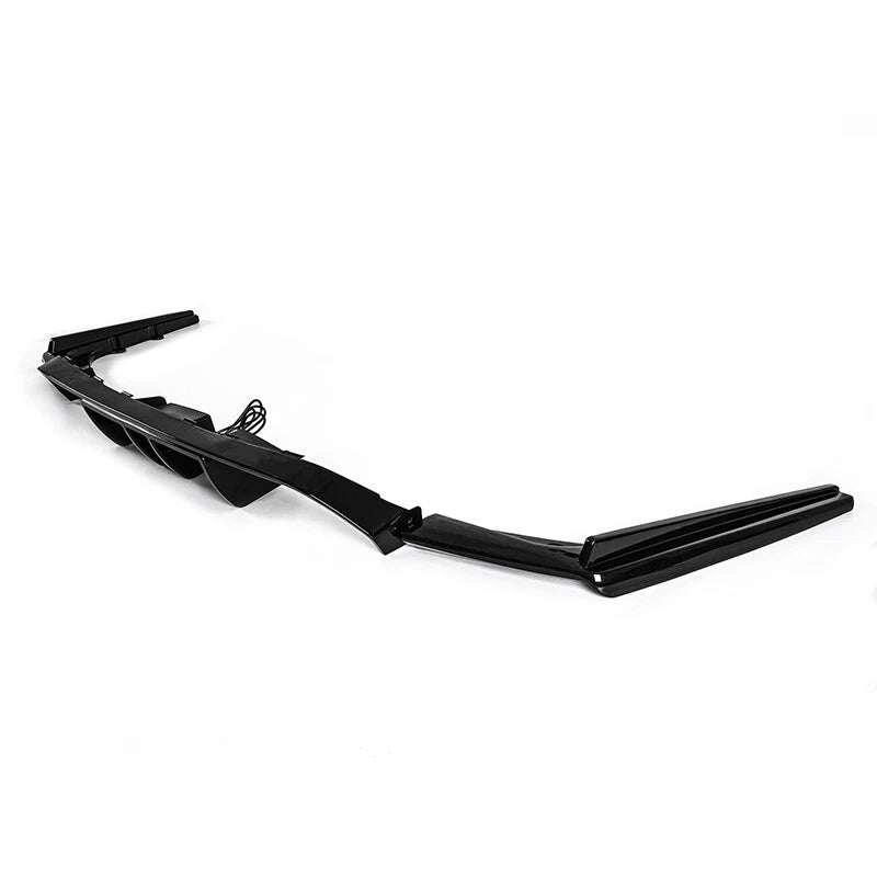 Glossy Black Rear Bumper Diffuser Lip with Lights for 2015-2020 BMW M3 M4
