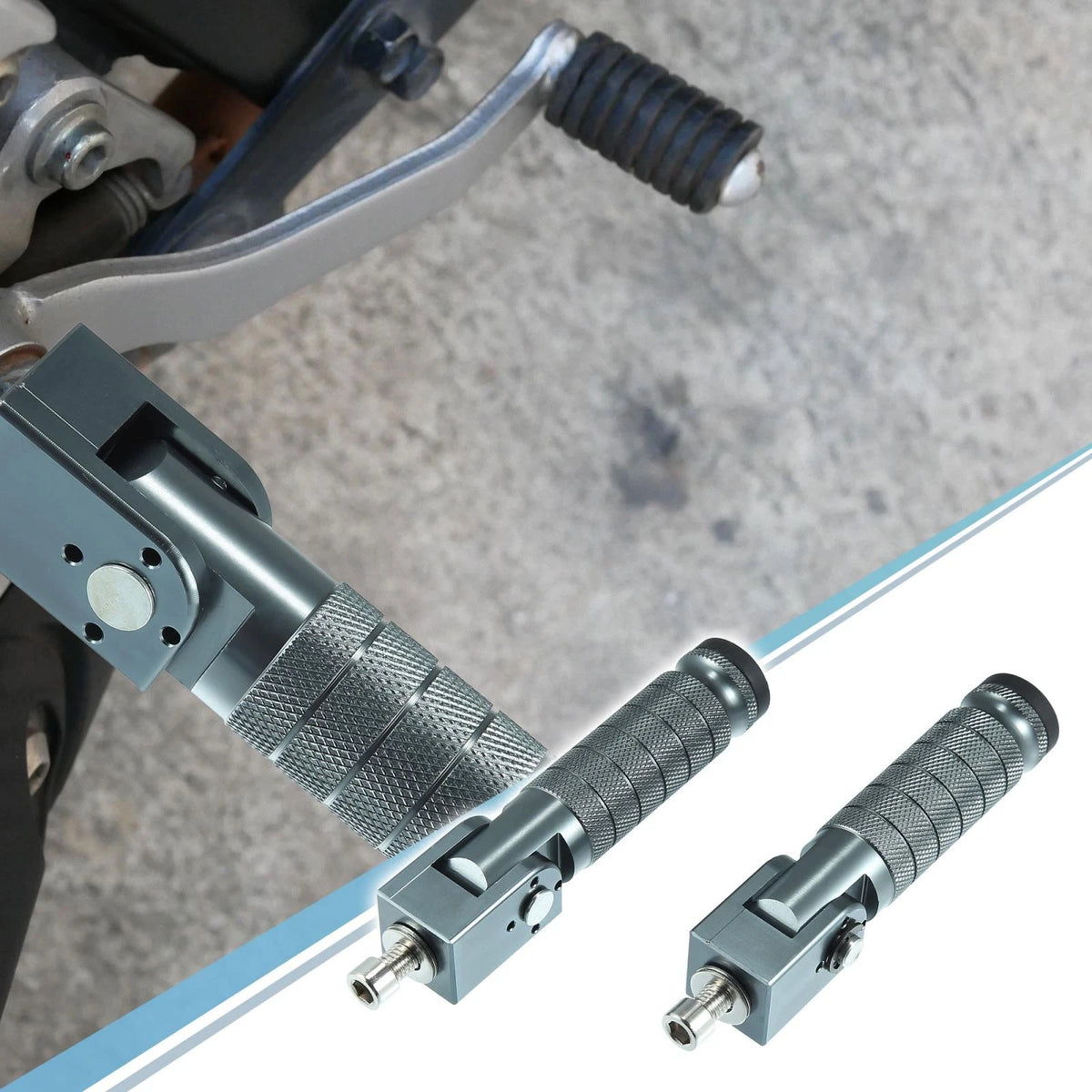 Pair 8MM Folding Motorcycle Foot Pegs Aluminum Alloy Titanium Tone for Universal