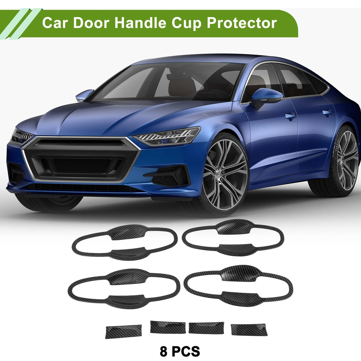 Car Door Handle Cup Protector for Toyota Highlander Kluger Carbon Fiber Black