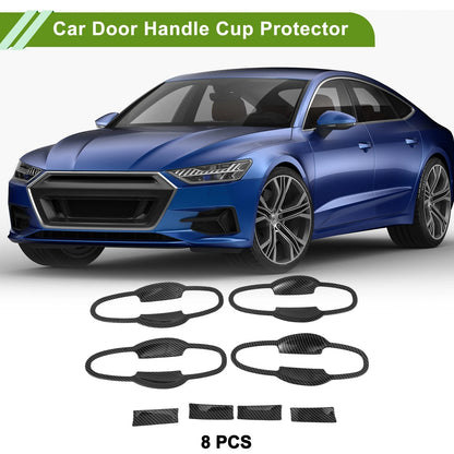 Car Door Handle Cup Protector for Toyota Highlander Kluger Carbon Fiber Black