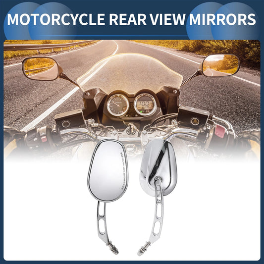 1 Set Motorcycle Rear View Mirrors Chrome Silver Tone for Harley Dyna Road King