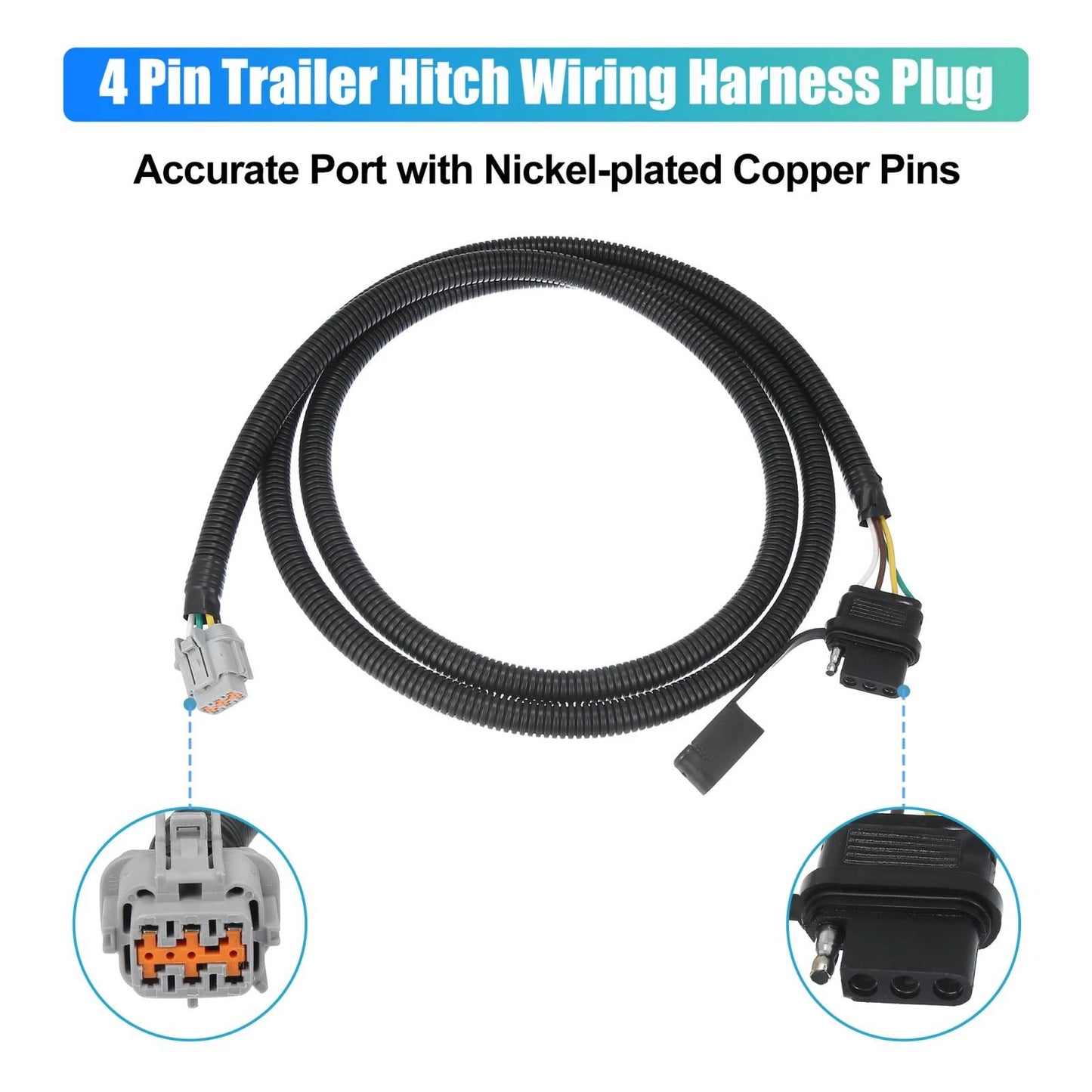 4 Way Flat Trailer Wiring Harness Plug for Nissan Frontier, Xterra, Pathfinder (2005-2023)
