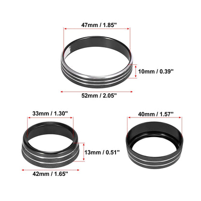 3 x Car Headlight Volume Tune Knob Covers for Ford Mustang (2015-2020) Black