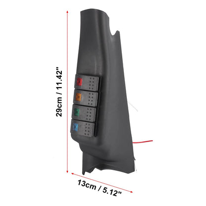 Interior Left A Pillar Switch Pod Panel with 4 Rocker Switches for Jeep Wrangler