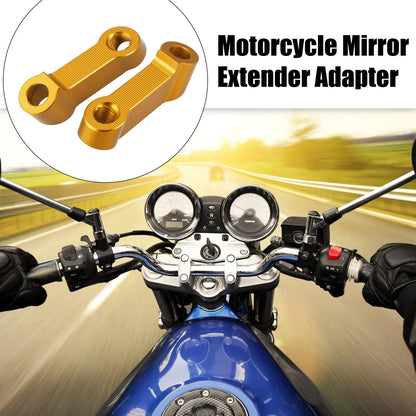 Pair 10mm 8mm Mirror Extend Adapter for Honda Yamaha Gold Tone