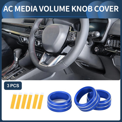 3 x Blue Media Volume Switch Knob Cover Ring for Honda CR-V (2023-2024)