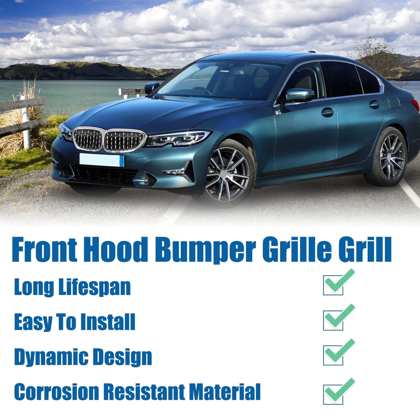 Hood Bumper Grille for BMW 530e 530i 540d 540i xDrive G30 (2017) 1 Pair