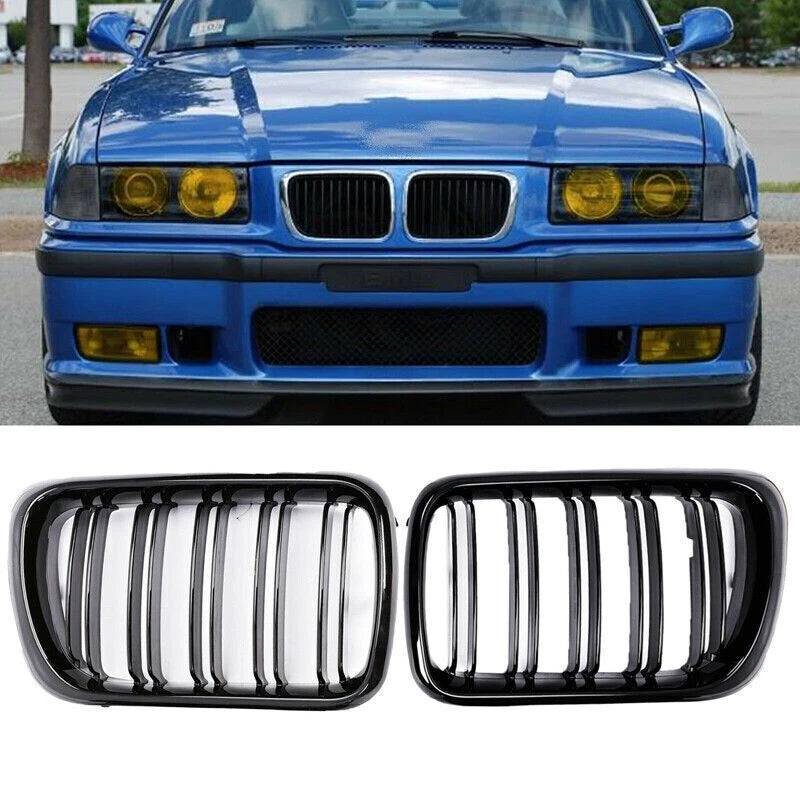Gloss Black Front Kidney Grille Cover for BMW 3 Series E36 M3 (1997-1999)