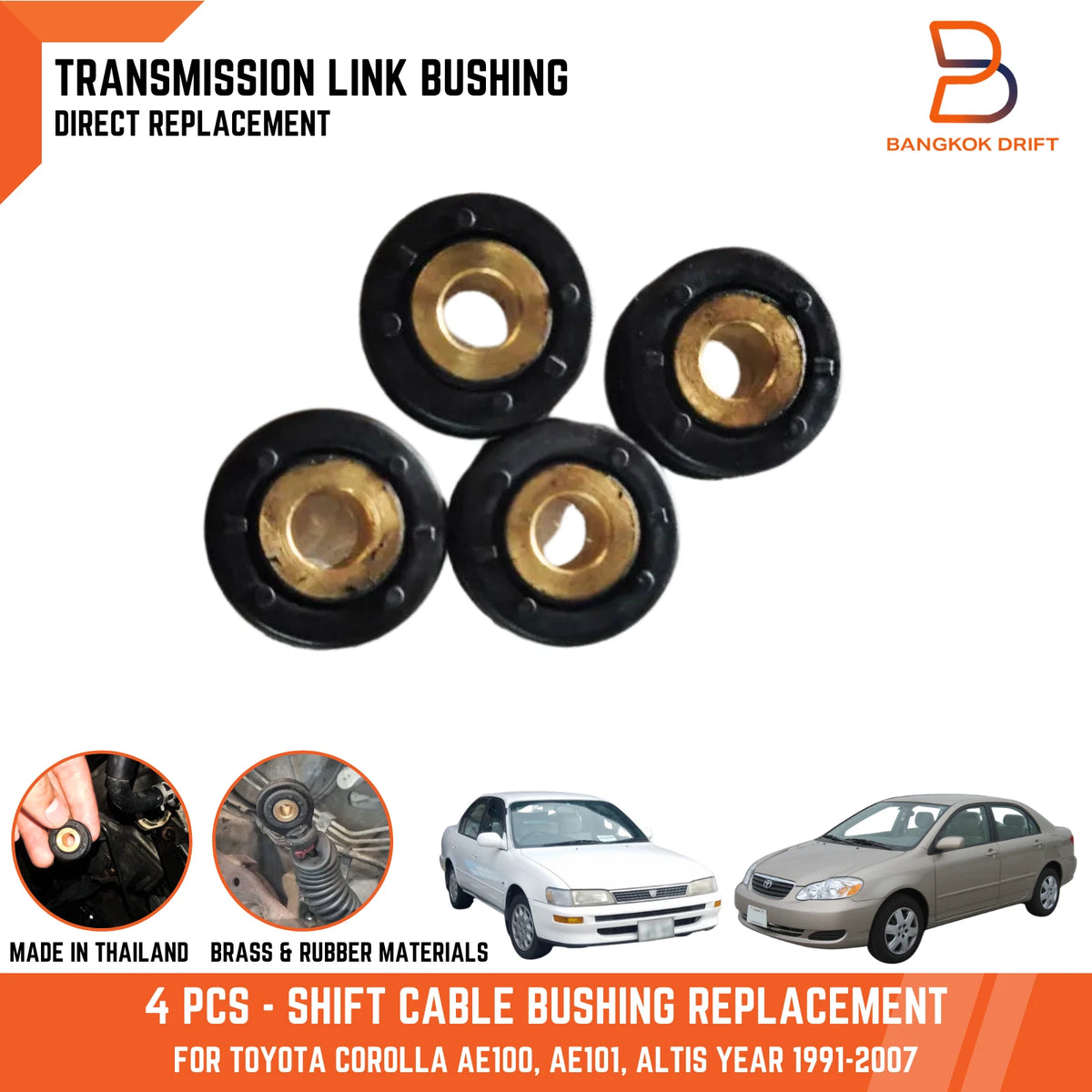 4PC Transmission Shifter Cable Link Bushing for Toyota Corolla AE100 (91-07)
