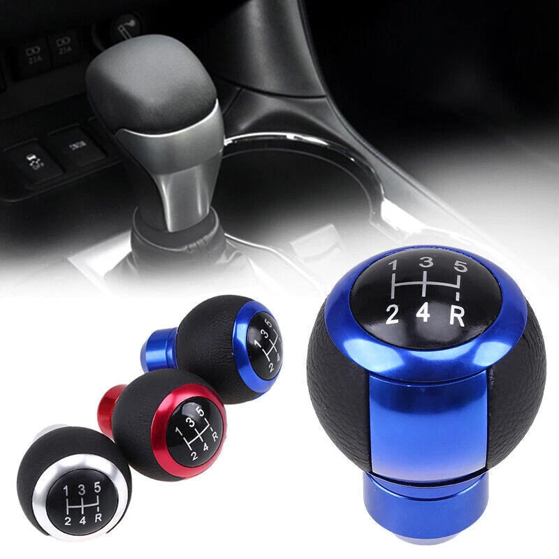 Blue Round 5 Speed Gear Shift Knob for Car Manual Shifter with 3 Adapters
