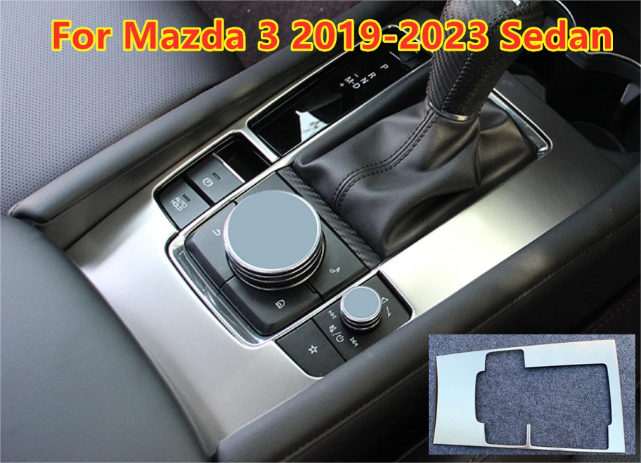 Silver Console Gear Shift Box Panel Cover Trim Decor for Mazda 3 (2019–2023)