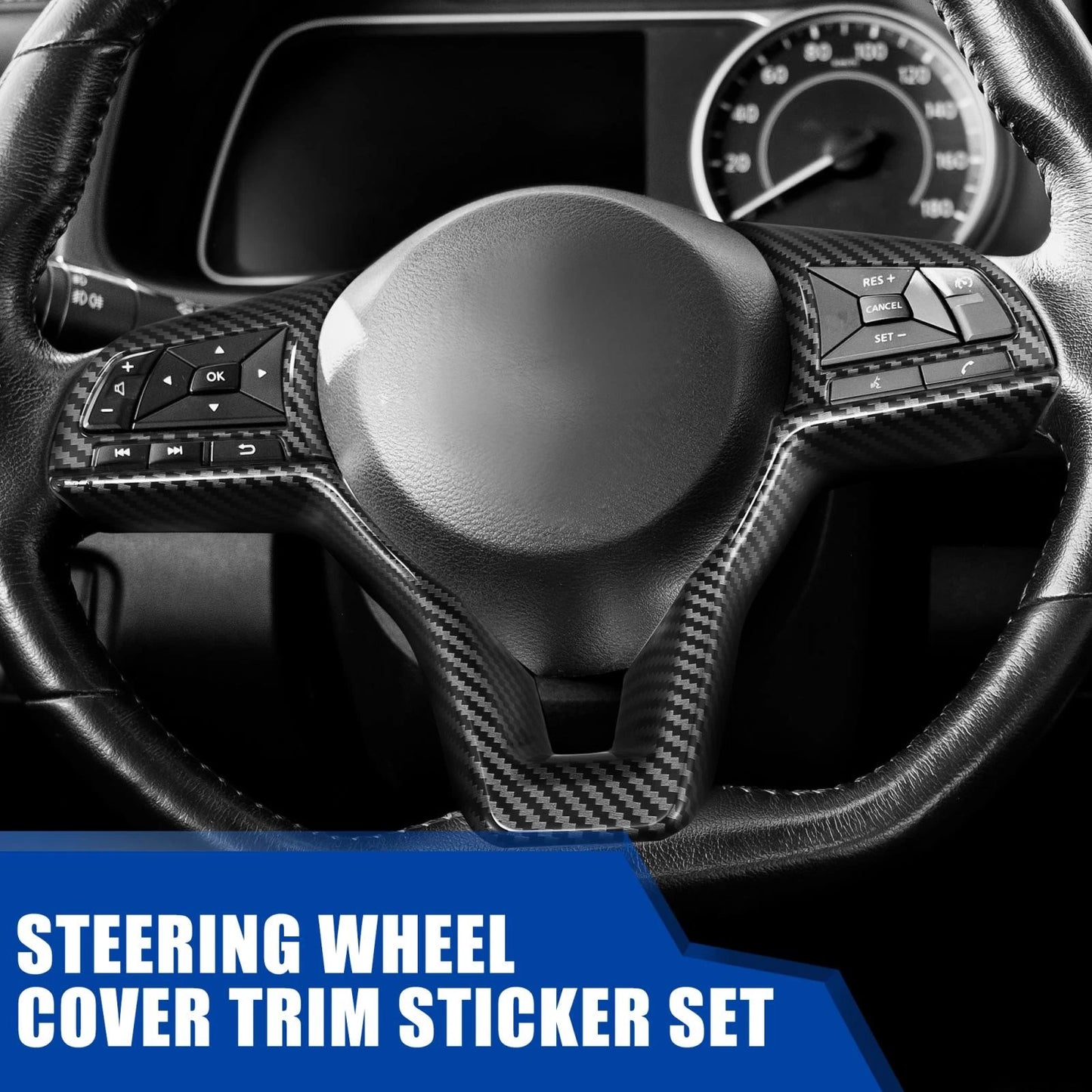 3pcs Steering Wheel Cover for Nissan Altima (2019-2020) Carbon Fiber