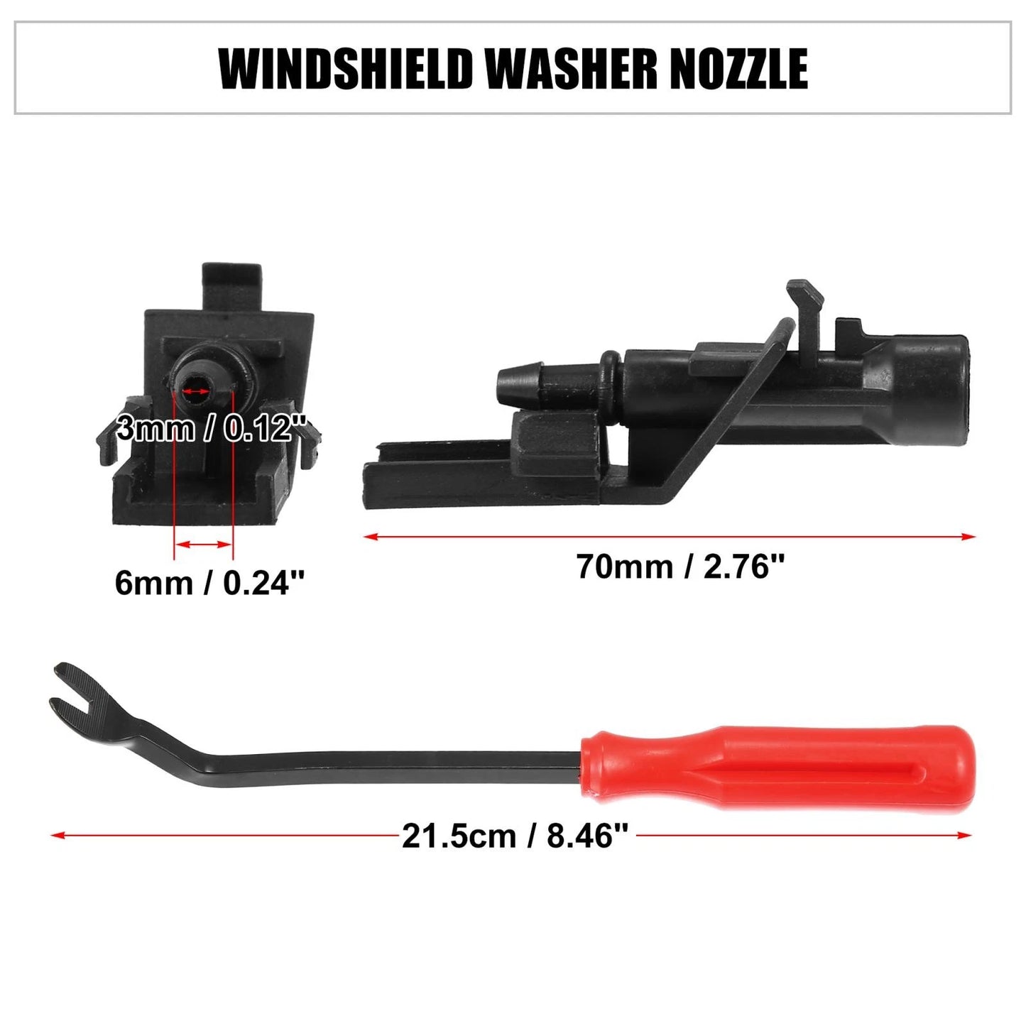 3 x Front Windshield Washer Nozzles for Honda HR-V (2016-2017)