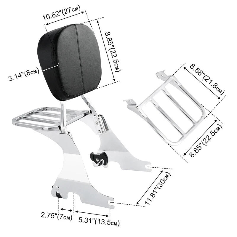 Sissy Bar Backrest Rack for Harley Sportster XL883 XL1200 (2004 - 2022)