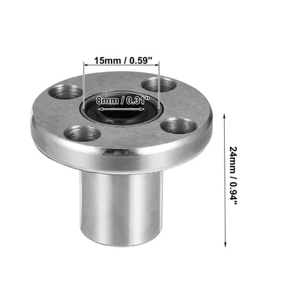 2 x 8mm IDx15mm ODx24mm Length Square Flange Linear Ball Bearings for Make Model