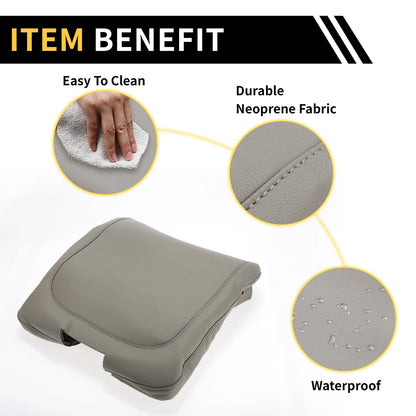 Center Console Armrest Cover Microfiber Leather Grey for Dodge Ram
