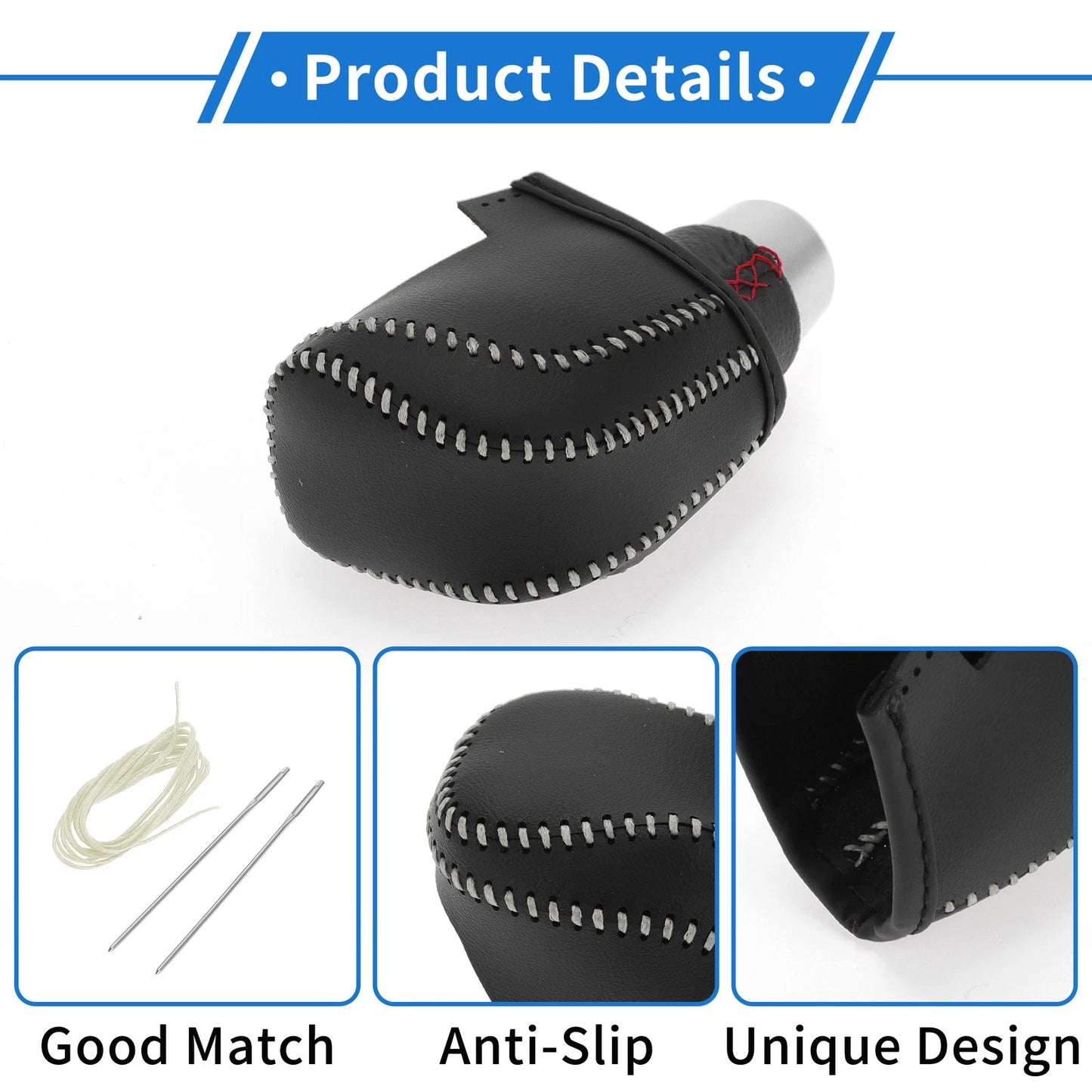 Gear Shift Knob Cover for Toyota Camry 2018-2023 Black Beige Faux Leather